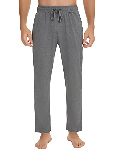 Marvmys Schlafanzughose Herren Lang Baumwolle Einfarbige Pyjamahose Schlafhose Haushose Freizeithose Yogahose mit Gürtel und Taschen von Marvmys