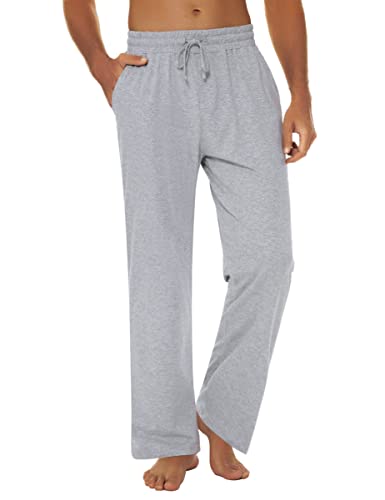 Marvmys Schlafanzughose Herren Lang Baumwolle Einfarbige Pyjamahose Schlafhose Haushose Freizeithose Yogahose mit Gürtel und Taschen von Marvmys