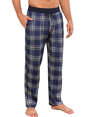 Marvmys Schlafanzughose Herren Lang Karierte Herren-Pyjamahose mit Taschen Und Bund, Bequem Und Leicht S-4XL von Marvmys