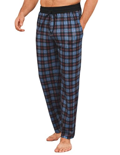 Marvmys Schlafanzughose Herren Lang karierte Herren-Pyjamahose mit Taschen Und Bund, Bequem Und Leicht S-4XL von Marvmys