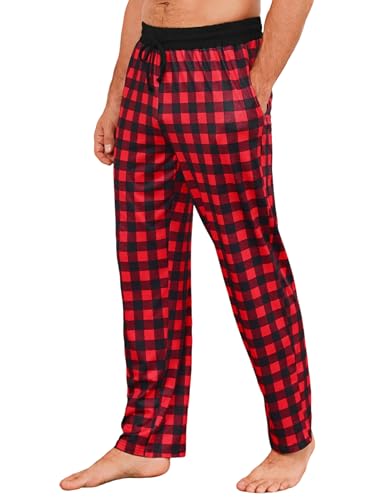 Marvmys Schlafanzughose Herren Lang karierte Herren-Pyjamahose mit Taschen Und Bund, Bequem Und Leicht S-4XL von Marvmys
