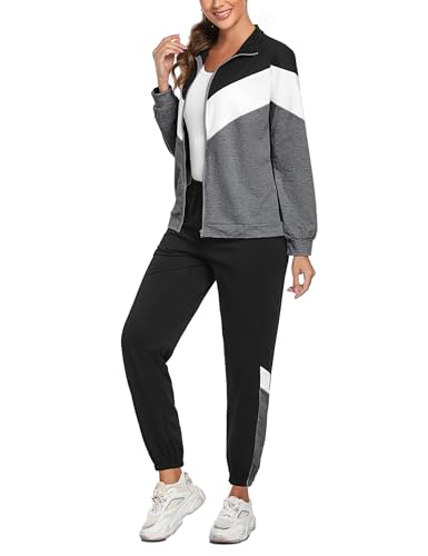 Marvmys Streatwear Trainingsanzüge Damen Sportanzüge Jogginganzug Zweiteiler Farbkontrast Langarm Reißverschluss Outfit Sport Bekleidungsset Dunkelgrau XXL Marvmys Streatwear Trainingsanzüge Damen Sportanzüge Jogginganzug Zweiteiler Farbkontrast Langarm Reißverschluss Outfit Sport Bekleidungsset Dunkelgrau XXL von Marvmys
