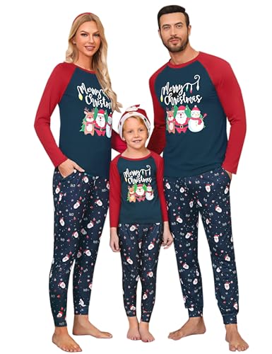 Marvmys Weihnachten Schlafanzug Familie Set Langarm Weihnachtspyjama Damen Herren Kinder Weihnachtsbaum und Elch Druck Weihnachtspyjama für Familie Weihnachts Party D-Vater L von Marvmys