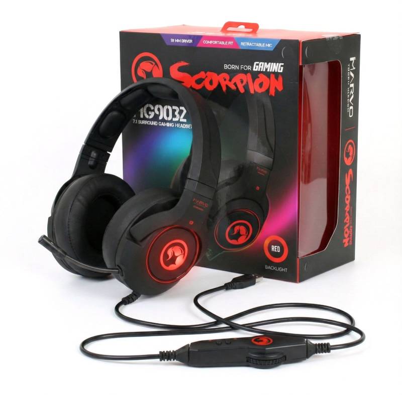 Marvo HG9032 Scorpion 7.1 USB Wired Gaming Headset Over-Ear Kopfhörer Schwarz R von Marvo