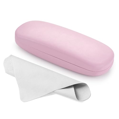 Marvolia Brillenetui Hartschale Brillenetui PU Leder Schutzhülle für Sonnenbrillen Brillen mit Reinigungstuch für Männer Frauen - Rosa von Marvolia