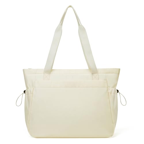 Marvolia Große Tragetasche für Damen – leichte Reisetasche, Handtasche, Arbeitstasche mit Reißverschluss für Fitnessstudio, Reisen, Arbeit, Beige, Einheitsgröße von Marvolia