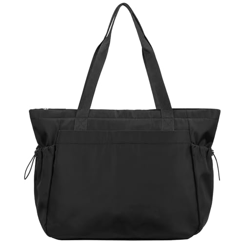 Marvolia Tragetasche für Damen, Reisetasche, Schultertasche mit Reißverschluss, für Reisen, Arbeit, Fitnessstudio, Schwarz, Schwarz, Medium von Marvolia