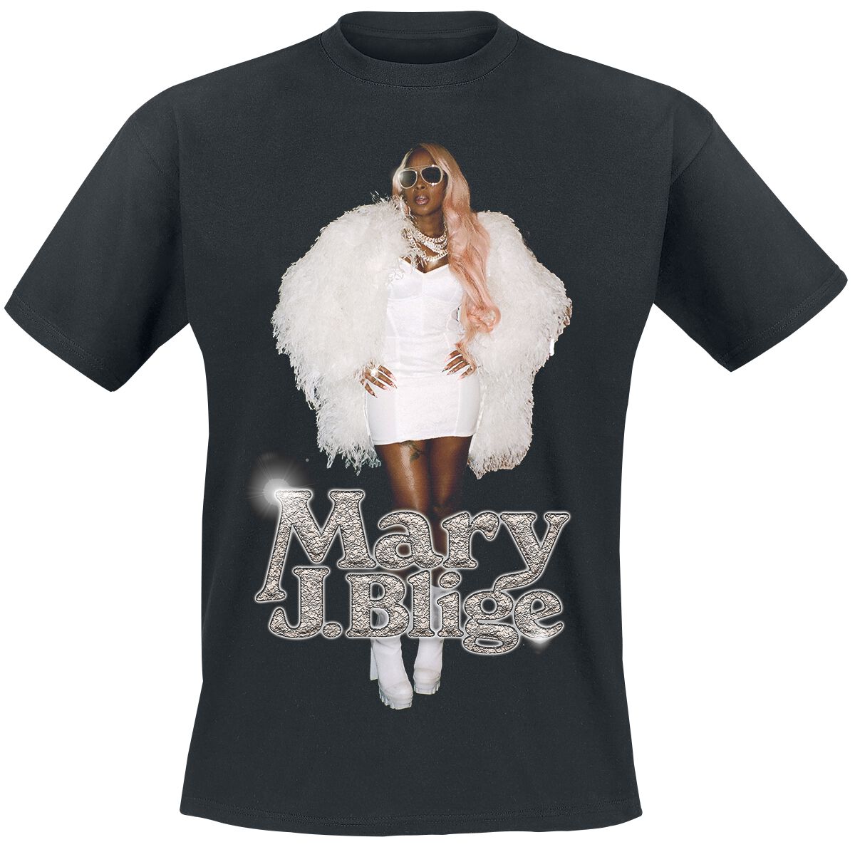 Mary J. Blige Photo Glossy T-Shirt schwarz in 3XL von Mary J. Blige