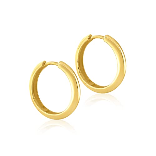 Mary & Jules Creolen Gold aus 925 Sterling Silber vergoldet, goldene Ohrringe Damen aus recyceltem Silber, Klappcreolen, Durchmesser 20 mm, Dicke 3 mm, Echtschmuck Ohrstecker für Frauen und Mädchen von Mary & Jules