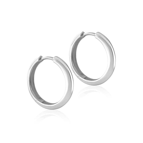 Mary & Jules Creolen Silber aus 925 Sterling Silber, schlichte Damen Ohrringe, aus recyceltem Silber, Klappcreolen, Durchmesser 20 mm, Dicke 3 mm, Echtschmuck Ohrstecker für Frauen und Mädchen Mary & Jules Creolen Silber aus 925 Sterling Silber, schlichte Damen Ohrringe, aus recyceltem Silber, Klappcreolen, Durchmesser 20 mm, Dicke 3 mm, Echtschmuck Ohrstecker für Frauen und Mädchen von Mary & Jules