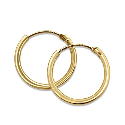 Mary & Jules Creolen Gold aus 925 Sterling Silber, schlichte, feine Damen Ohrringe Gold, Echtschmuck, Creolen Silber vergoldet, Ohrstecker für Herren und Frauen aus recyceltem Silber, unisex von Mary & Jules