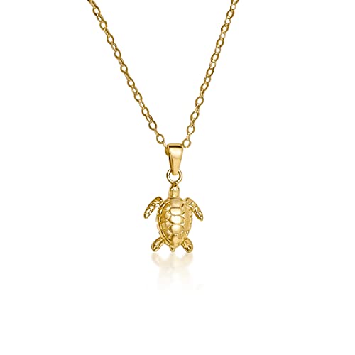 Mary & Jules Kette Schildkröte Turtle 925 Sterling Silber vergoldet, Goldkette Damen mit Schildkröten Anhänger, Kette Damen Gold aus aus recyceltem Silber, für Frauen und Mädchen von Mary & Jules