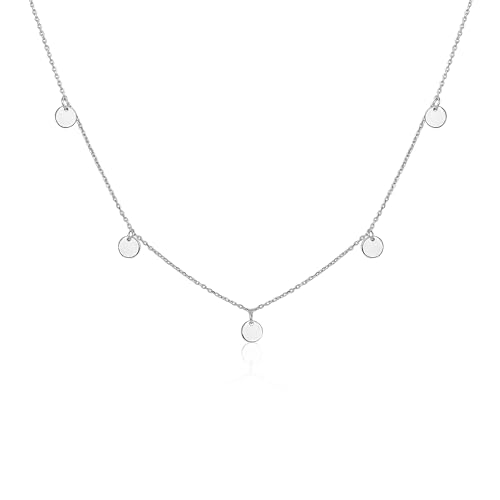 Mary & Jules Halskette Damen 925 Sterlingsilber, aus recyceltem Silber, Kette mit Plättchen, Choker Kette, Coin Kette für Frauen Mädchen, Silberkette Damen von Mary & Jules
