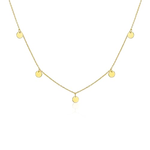 Mary & Jules Halskette Damen Gold 925 Sterling Silber, aus recyceltem Silber, vergoldet, Kette mit Plättchen, Choker Kette Damen Gold, Coin Kette Gold für Frauen Mädchen, Goldkette Damen von Mary & Jules