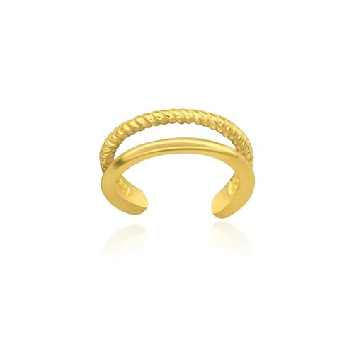 Mary & Jules Ohrring Ear Cuff aus vergoldetem 925 Sterling Silber, goldener Damenohrring, Echtschmuck Ohrklemme, Durchmesser 11 mm, aus recyceltem Silber von Mary & Jules