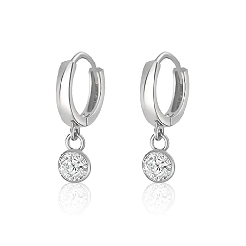 Mary & Jules Ohrringe Silber aus 925 Sterling Silber mit weißem Zirkonia Kristall, schlichte Damen Creolen Silber, Echtschmuck Ohrstecker für Frauen und Mädchen, aus recyceltem Silber von Mary & Jules