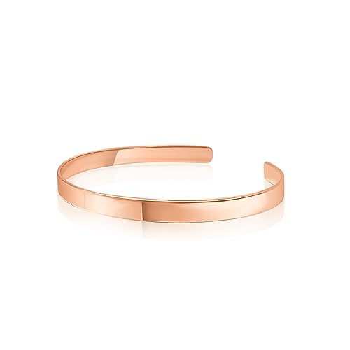 Mary & Jules offener Armreif Rosegold, Armband 925 Silber rose vergoldet, Durchmesser ca. 6,2 cm, Breite 5 mm, breite rose goldene Armspange aus recyceltem Silber von Mary & Jules
