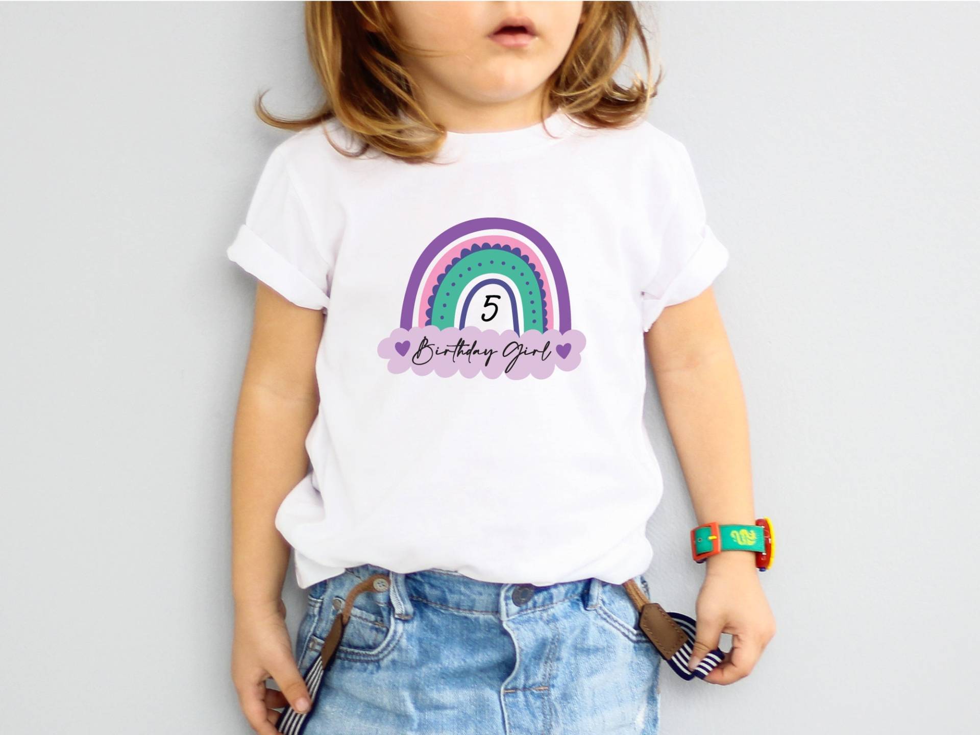 5 Geburtstag Mädchen Shirt, 5. Geschenk, Regenbogen Geschenk Für Fünf Jahre Alt, Party Shirt von MaryApparelDesign