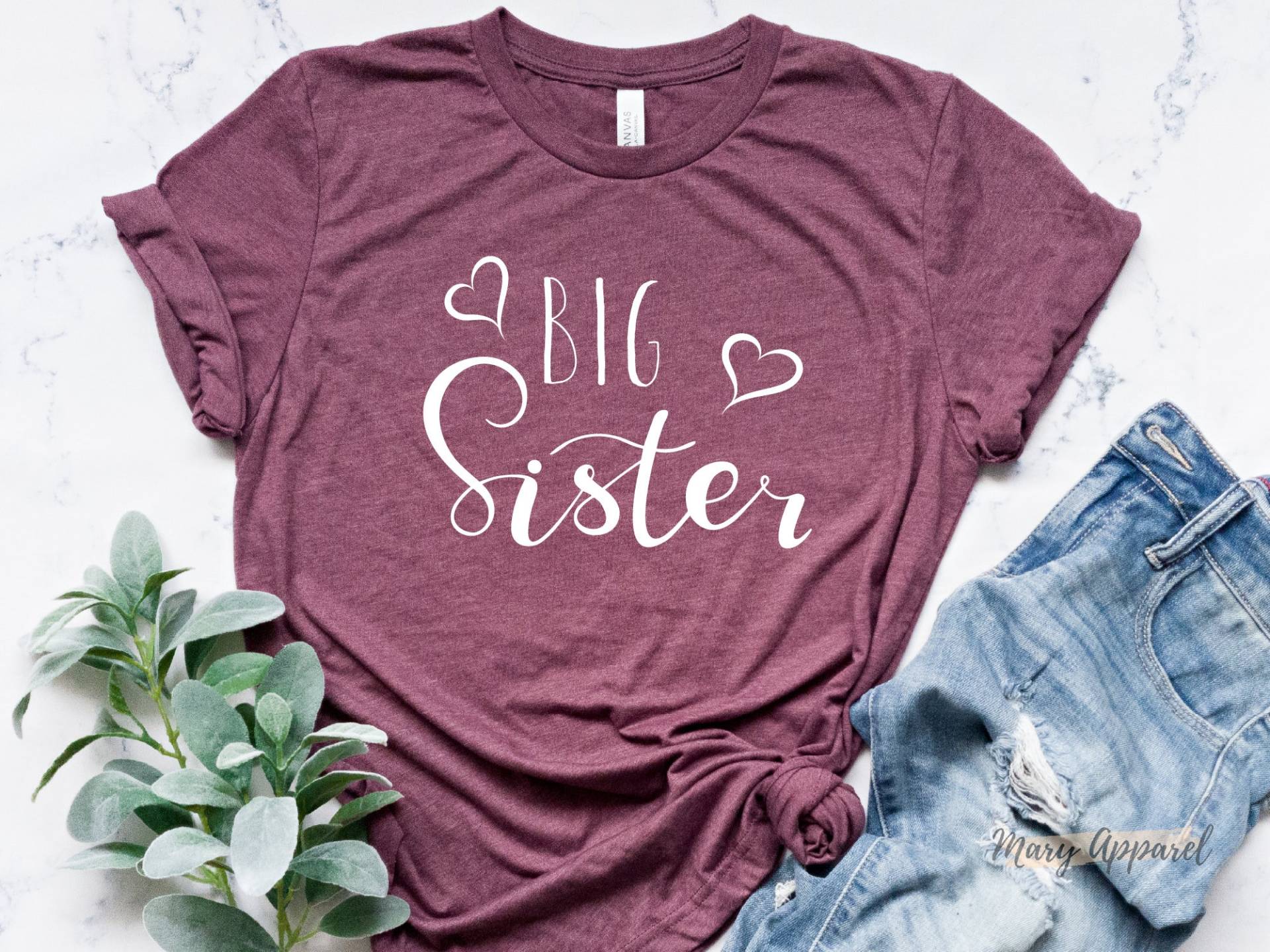 Große Schwester Shirt, Geschenk Für Große Schwester, T-Shirt, Shirt Baby Ankündigung Outfit von MaryApparelDesign