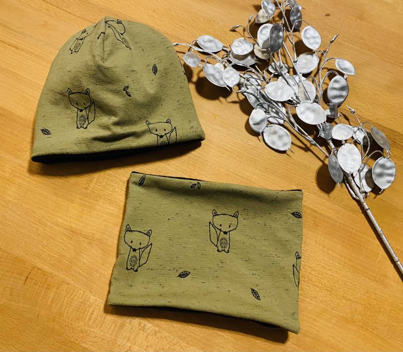Beanie Mütze Loop Schal Set Fuchs Süß Grün Junge Baby Winter Fleece Beanie Mütze Loop Schal Set Fuchs Süß Grün Junge Baby Winter Fleece von MaryDukeDesign