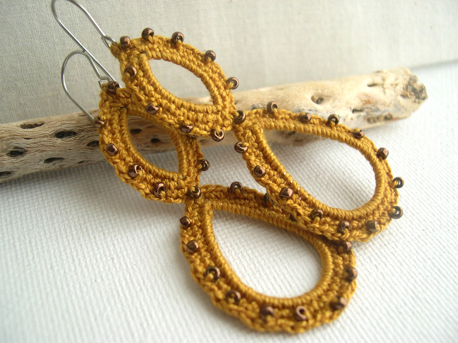 Senf Spitze Ohrringe - Boho Lange Chic Brautjungfer Geschenk Häkelohrringe Senf Spitze Ohrringe - Boho Lange Chic Brautjungfer Geschenk Häkelohrringe von MaryKCreation