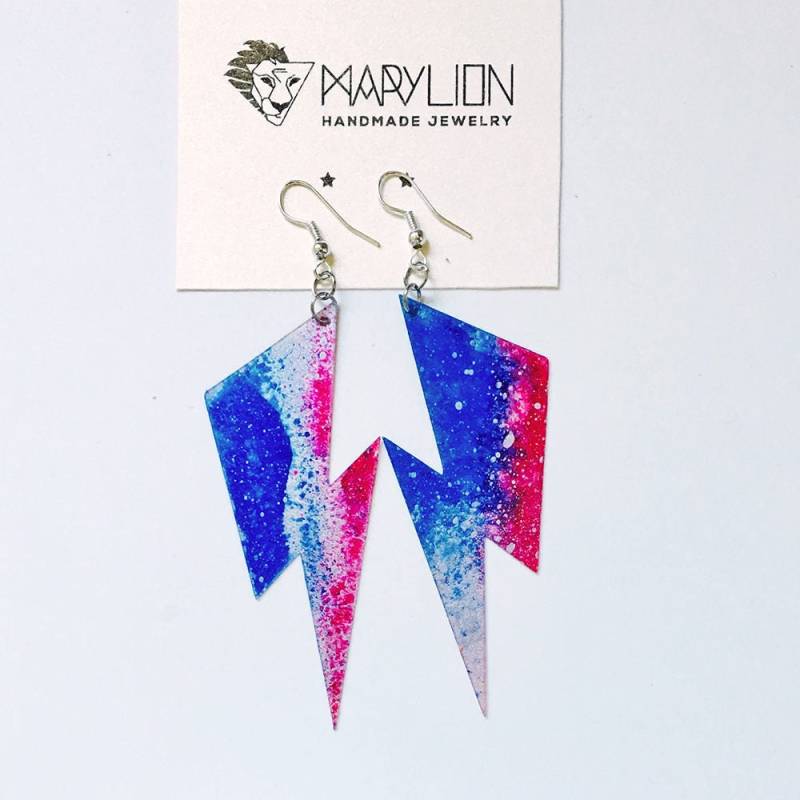 Bolt Ohrringe - Blitz Schraube Ziggy Stardust Schmuck David Bowie Handgefertigte Bemalte Geschenk-Schmuck Bolt Ohrringe - Blitz Schraube Ziggy Stardust Schmuck David Bowie Handgefertigte Bemalte Geschenk-Schmuck von MaryLionJewelry