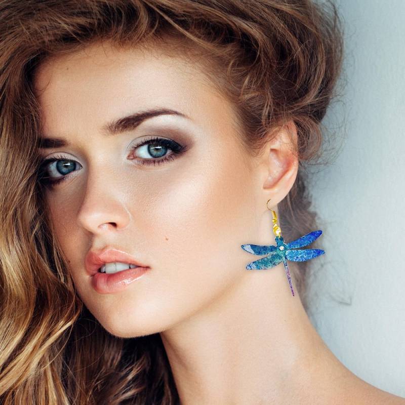 Libelle Ohrringe - Hell Schillernden Kristall Hologramm Juwelen in Vintage Kunststoff Blaue Schmuck Libelle Ohrringe - Hell Schillernden Kristall Hologramm Juwelen in Vintage Kunststoff Blaue Schmuck von MaryLionJewelry