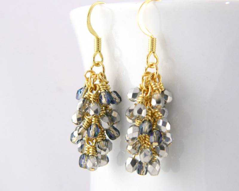 Bermuda Blue Cluster Ohrringe in Gold von MaryMorrisJewelry