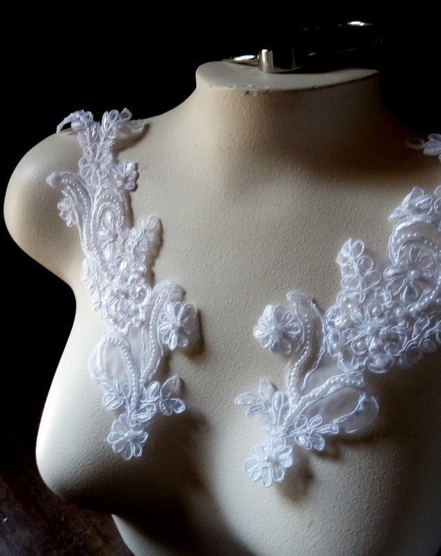 Weiß Perlen Spitze Applikationen Paar Braut, Ballett, Lyrical Design Pr 114 W Original Weiß Perlen Spitze Applikationen Paar Braut, Ballett, Lyrical Design Pr 114 W Original von MaryNotMartha