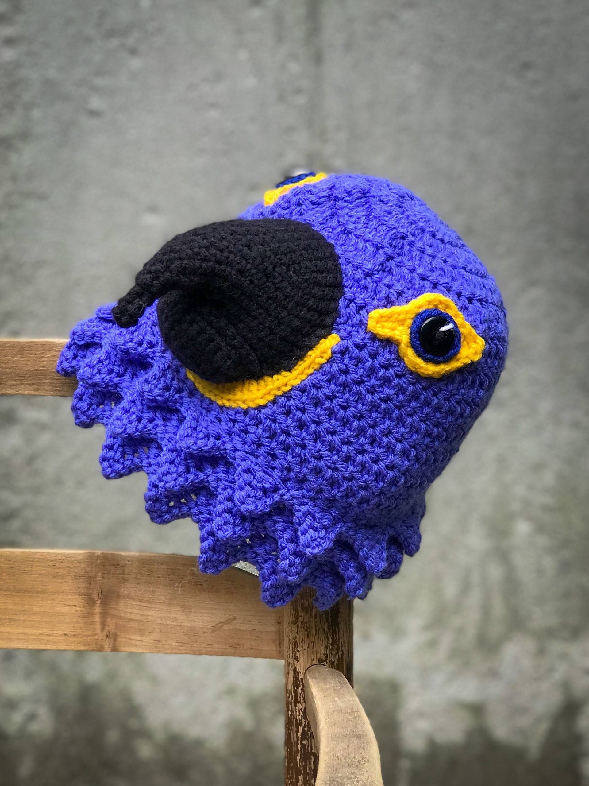 Hyazinth-Ara-Hut, Gehäkelte Beanie, Vogel-Hut, Accessoires, Kleidung, Männer, Frauen, Jungen, Mädchen, Weihnachtsgeschenk, Halloween-Kostüm von MaryOriginals