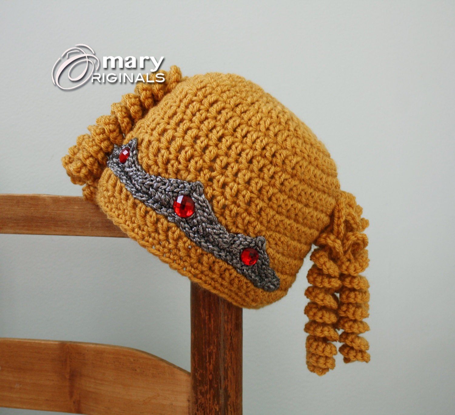 Prinzessin Hat, Krone, Crochet Beanie, Blonde Wig Hut, Halloween-Kostüm, Dress Up Kleidung, Mädchen, Frauen, Holiday Gift, Winter Hat von MaryOriginals