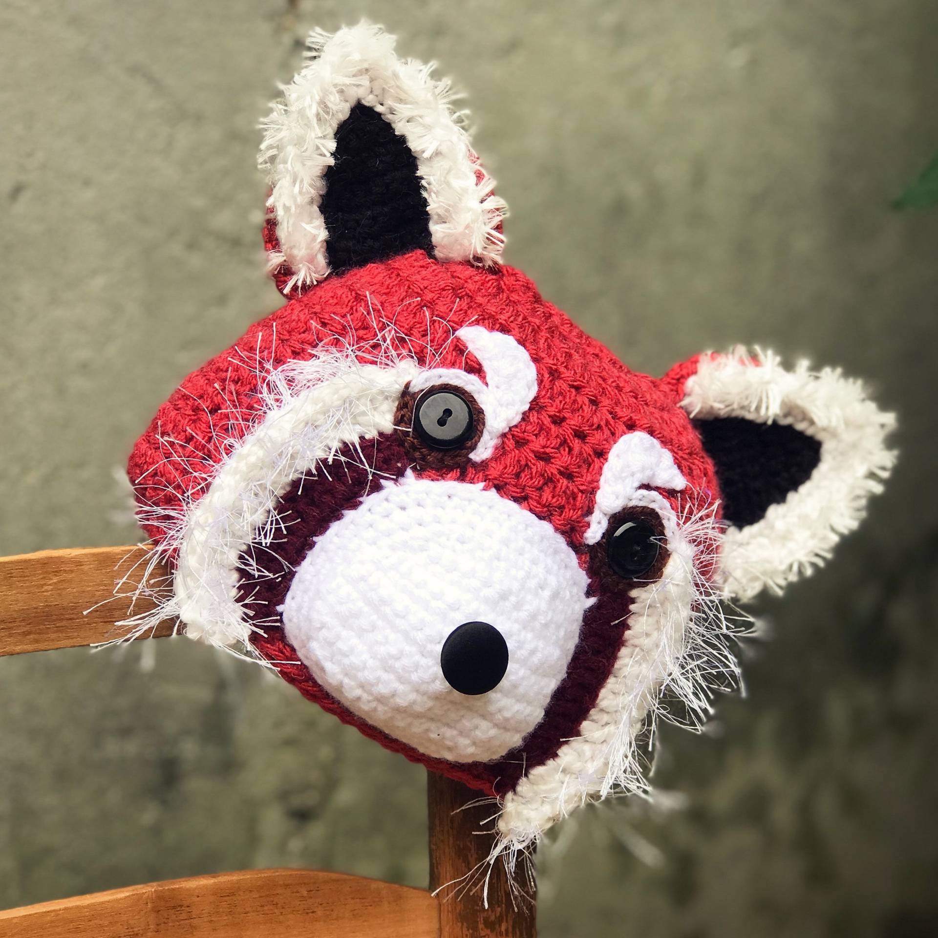 Rote Pandamütze, Tiermütze, Gehäkelte Beanie, Männer, Frauen, Junge, Mädchen, Halloweenkostüm, Weihnachtsgeschenk, Winter, Kleidung von MaryOriginals