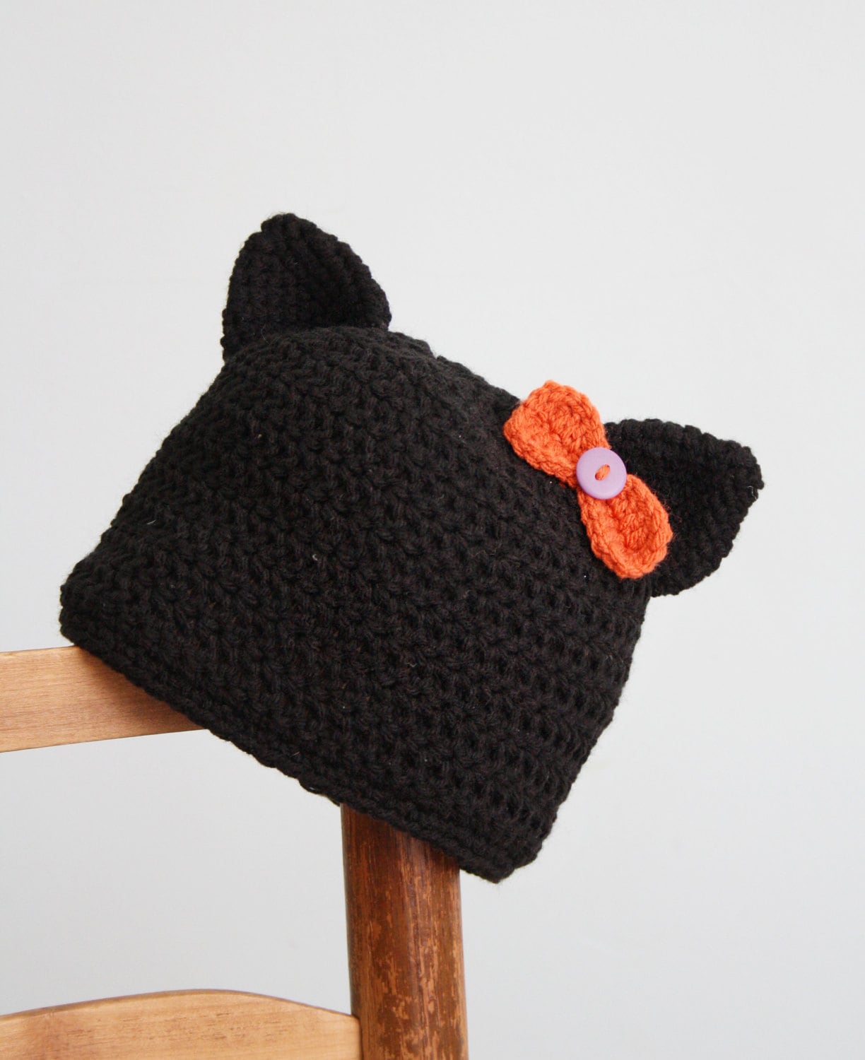 Schwarze Katze Hut, Katzen Häkelmütze, Halloween Kostüm, Tier Katze, Kinderbekleidung, Frauen, Accessoires, Herbst Hut von MaryOriginals