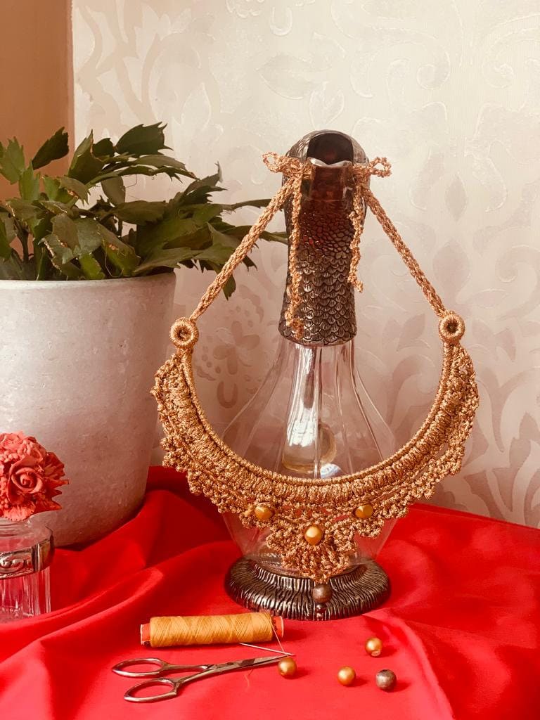 Gehäkeltles Collie Aus Goldfarbiger Baumwolle von MaryPoppinsArt