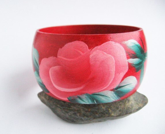 Handbemalt Holz Armband Blumen Schöne Grüne Und Rote Tonerkartuschen Handbemalt Holz Armband Blumen Schöne Grüne Und Rote Tonerkartuschen von MaryankaShop