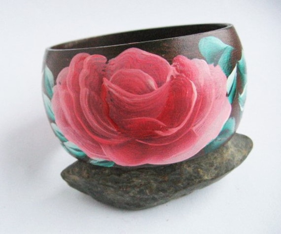 Holz Armband Handgemalten Rosen Schön Braun Grüne Und Rote Tonerkartuschen Holz Armband Handgemalten Rosen Schön Braun Grüne Und Rote Tonerkartuschen von MaryankaShop