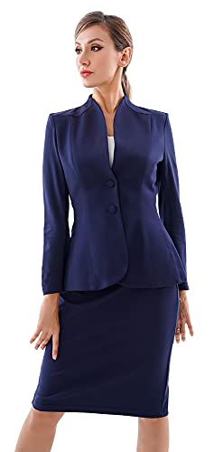 Formelles Büro-Anzug-Set aus Jacke und Rock für Damen von Marycrafts - Blau - 40 von Marycrafts
