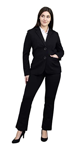 Marycrafts Damen Business Blazer Hose Anzug Set für Arbeit, Schwarz (2 Knöpfe), 52 von Marycrafts