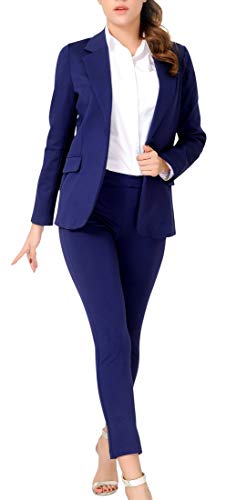 Marycrafts Damen Business Blazer Hose Anzug Set für Arbeit - Blau - 50 von Marycrafts