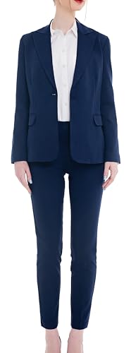 Marycrafts Professioneller Damen-Blazer Hosenanzug Set für die Arbeit, Marineblau, 42 von Marycrafts