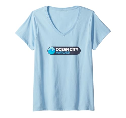 Damen Ocean City-Logoemblem — Ocean City Maryland T-Shirt mit V-Ausschnitt Damen Ocean City-Logoemblem — Ocean City Maryland T-Shirt mit V-Ausschnitt von Maryland Adventure Gear