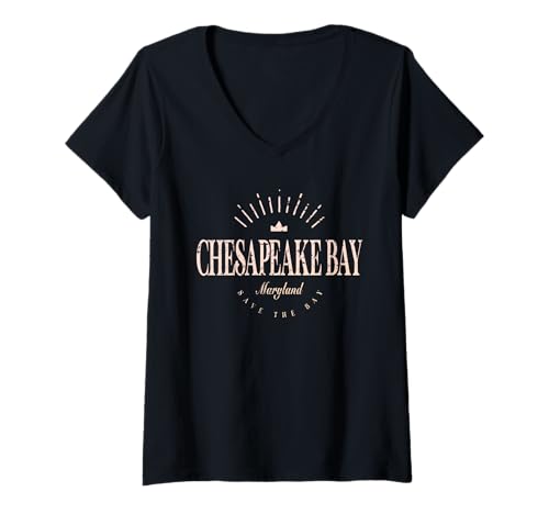 Damen Chesapeake Bay, Maryland Modern - Chesapeake Bay, MD T-Shirt mit V-Ausschnitt Damen Chesapeake Bay, Maryland Modern - Chesapeake Bay, MD T-Shirt mit V-Ausschnitt von Maryland Contemporary Designs