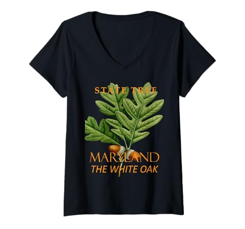 Damen Baum des Maryland-Territoriums Die weiße Eiche T-Shirt mit V-Ausschnitt Damen Baum des Maryland-Territoriums Die weiße Eiche T-Shirt mit V-Ausschnitt von Maryland Territory Symbols Gifts & Tees taiche