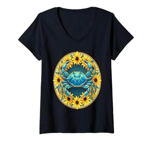 Damen Callinectes sapidus und Schwarze Augen Susan Blumen T-Shirt mit V-Ausschnitt Damen Callinectes sapidus und Schwarze Augen Susan Blumen T-Shirt mit V-Ausschnitt von Maryland Territory Symbols Gifts & Tees taiche