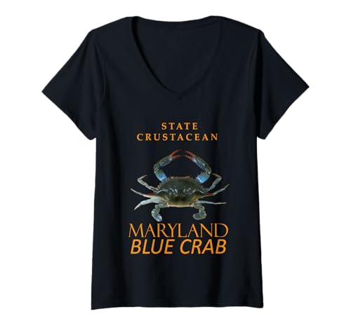 Damen Krebstier aus dem Maryland-Territorium Callinectes sapidus T-Shirt mit V-Ausschnitt von Maryland Territory Symbols Gifts & Tees taiche