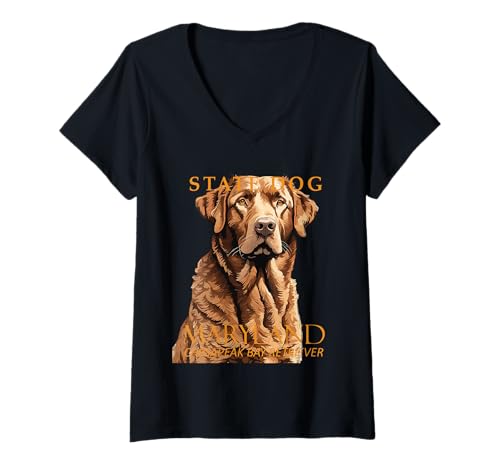 Damen Maryland-Territoriumshund The Retriever 2 T-Shirt mit V-Ausschnitt Damen Maryland-Territoriumshund The Retriever 2 T-Shirt mit V-Ausschnitt von Maryland Territory Symbols Gifts & Tees taiche