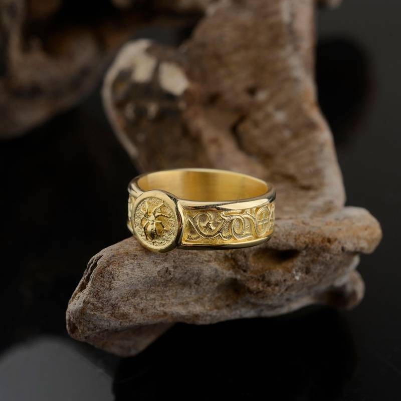 10K Gold Spinne Siegelring Sterling Silber 3D Band von MaryleboneSilver