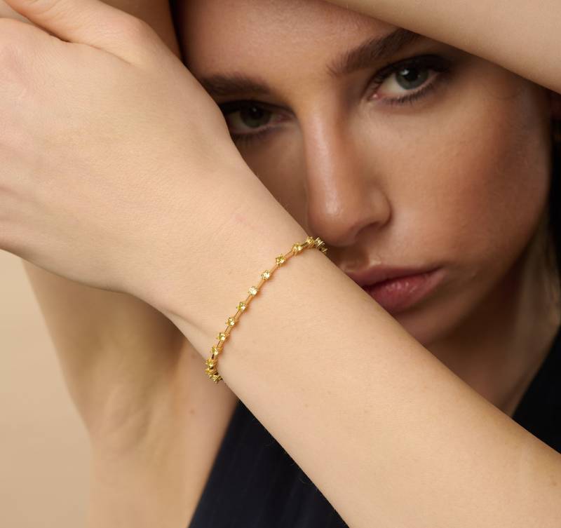 Gold Tennis Armband, Einzigartige Box Verschluss Minimalist Armband Sapphire, Citrin Regenbogen Mutter Geschenke von MaryleboneSilver