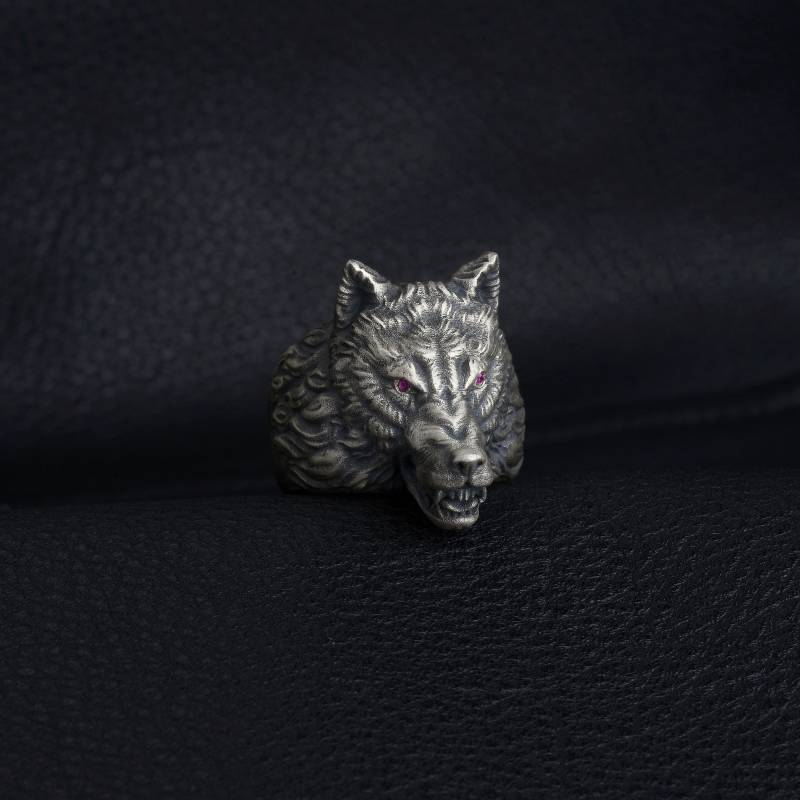 Handgemachte Sterling Silber Angry Wolf Ring Biker Schmuck von MaryleboneSilver
