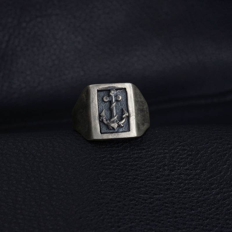 Handgemachte Sterling Silber Anker Siegelring - Sailor Geschenk von MaryleboneSilver